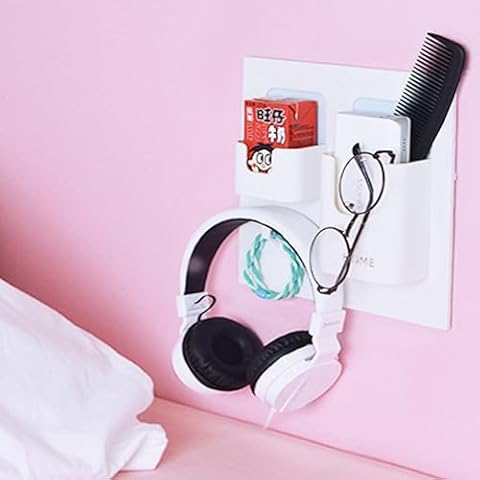 Easy Eco Life Bedside Shelf Accessories Organizer- Wall Mount Self Stick On,Ideal for Glasses,Remote,Earphone, Cell Phone Charger,Manicure Kit Cover