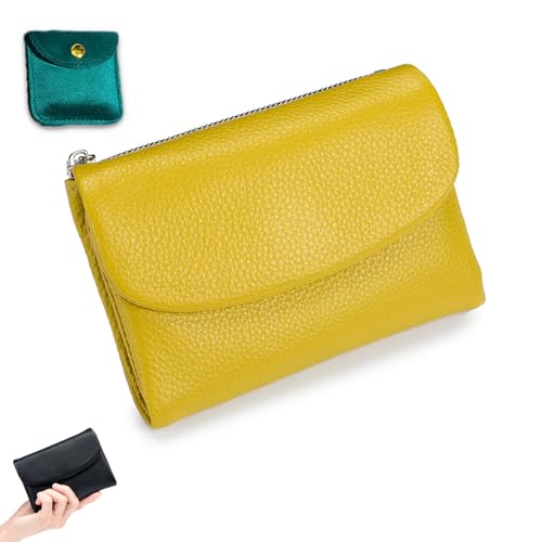 Alkyne Joyfullygo Wallet, Joyfullygo Unisex Pebble Leather Wallet, Small Coin Purse With Zipper, Small Womens Wallet Card Holder with Credit Card Holder, Coin Holder & Cash Slots (H)