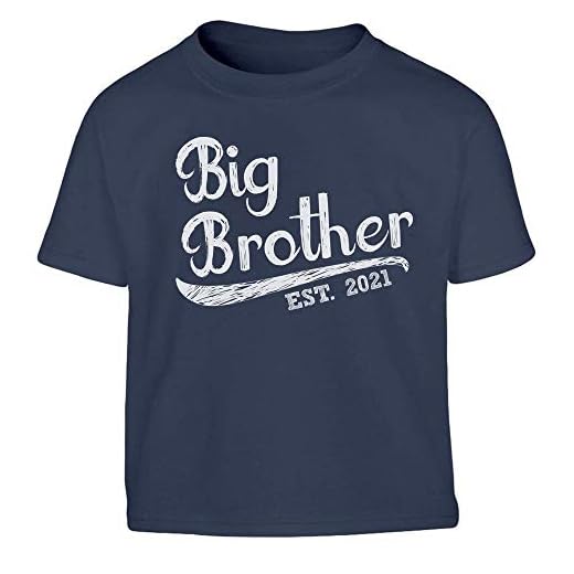Stor bror gåva Big Brother EST 2021 barn pojkar t-shirt, Marinblå, 116 cm
