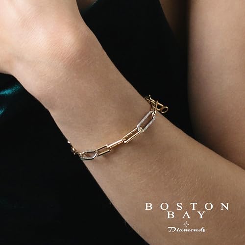 Boston Bay Diamonds 1/10cttw Diamond Adjustable Chain Link Necklace or Bracelet crafted in 14K Yellow Gold Plated Sterling Silver2