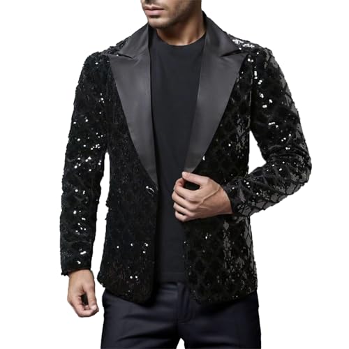 Veste de Soirée Paillettes Diamant Blazer Coupe Slim Homme Chic de Bar