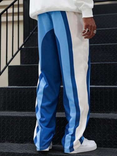 ZAFUL Men's Baggy Sweatpants Drawstring Straight Leg Workout Joggers Colorblock Casual Loose Lounge Pants3