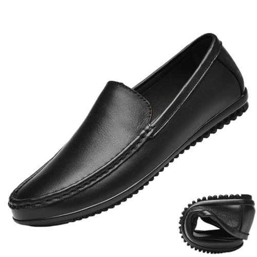 Fashion Men Loafers Shoes Vegan Leather Prom Working Round Toe Slip Resistant Block Heel Anti-Slip Rubber Sole Slip-on2