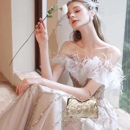 Image of CORIOS Vintage 1920s Evening Bag for Women Velvet Clutch Bag Sparkly Sequin Handbag Bridal Wedding Purse
