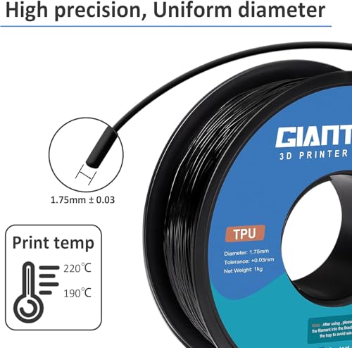 GIANTARM TPU Filament 1,75 mm für Flexible 3D-Drucker 1 kg, schwarz – Bild 4