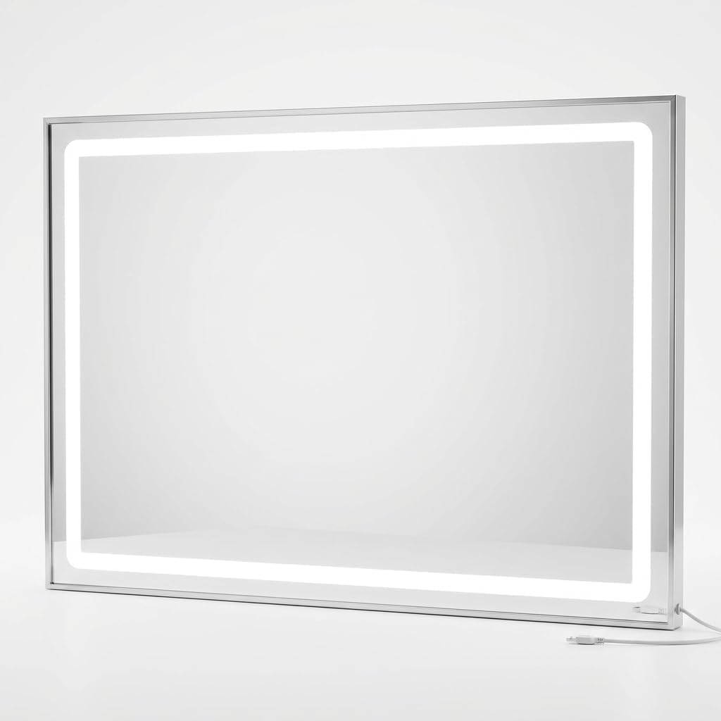 SUMELL 22"x32" LED Vanity Mirror with Lights, Dimmable 3 Color Modes & Memory Function, Aluminum Frame Lighted Makeup Mirror for Desk or Bedroom