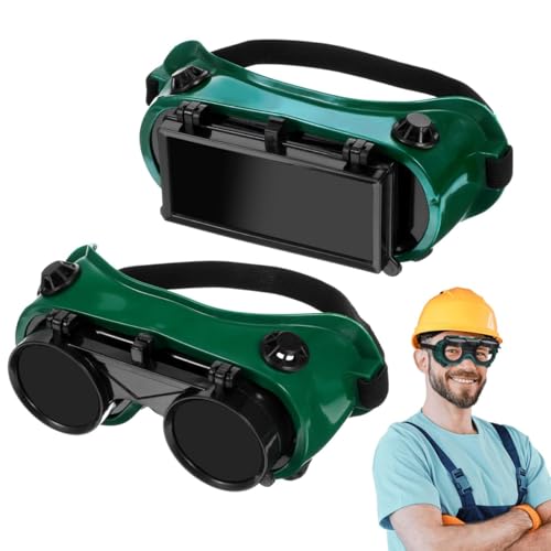 Image of 2 Pcs Welding Goggles Flip Up: Safety Glasses for Torching Cutting Brazing Soldering Grinding & Oxy-Acetylene Gas Welding
