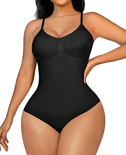 Yefecy Bodysuit Shapewear for Women Tummy Control Seamless Body Shaper Faja Tops Butt Lifting Full Body Shapewear Black XS-S