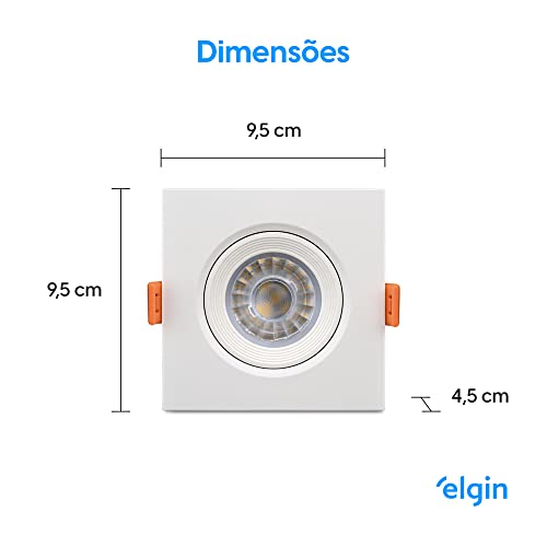 Luminária LED Ecospot Inteligente 5W 3000-6500K Elgin Quadrada WIFI RGB Bivolt Compatível com Alexa