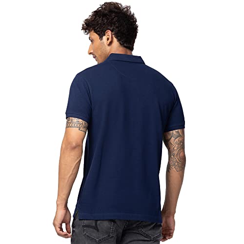 Image of Spykar Polo Collar Half Sleeves Cotton Blend Slim Fit T-Shirt for Men