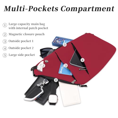 Image of Anti Theft Crossbody Bag,Sling Bag for Women Men,Multi-pocket Chest Shoulder Bag for Travel, Sport, Work