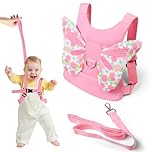 Baby Reins, Pink Toddler Reins, Baby Walking Harness Anti-Falls, Butterfly Wings Toddler Walking Harness, Child Safety Harnesses and Leash, Anti Lost Baby Leash for Walking 1-3 Years