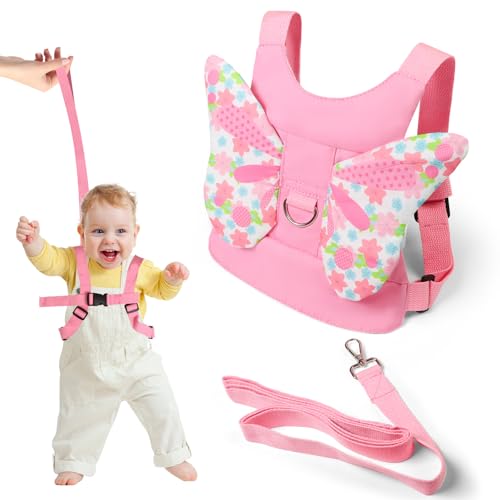 Baby Reins Pink Toddler Reins Baby Walking Harness Anti-Falls Butterfly Wings Toddler Walking Harness Child Safety Harnesses and Leash Anti Lost Baby Leash for Walking 1-3 Years