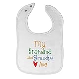 Toddler & Baby Bibs Burp Cloths Grandparents My Grandpa and Grandma Loves Me Grandparents Cotton Baby Items for Baby Girl & Boy White Design Only