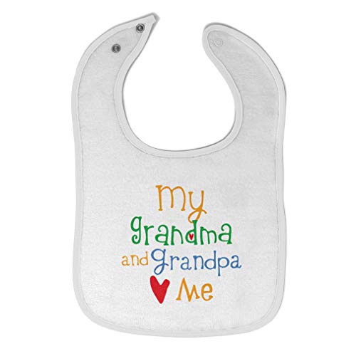 Toddler & Baby Bibs Burp Cloths Grandparents My Grandpa and Grandma Loves Me Grandparents Cotton Baby Items for Baby Girl & Boy White Design Only