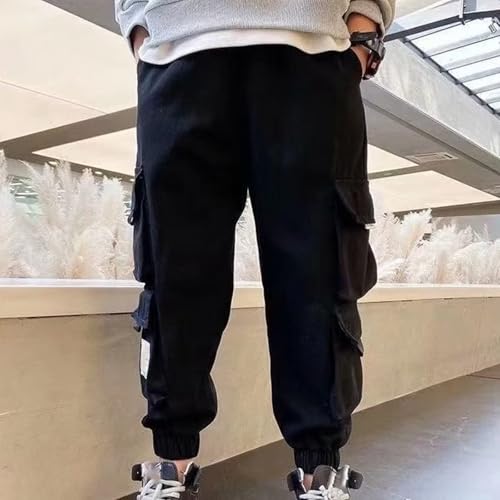 Active Boys Pants Drawstring Elastic Sweatpants Cozy Joggers Fleece Warm Leggings for Kids Athletes and2