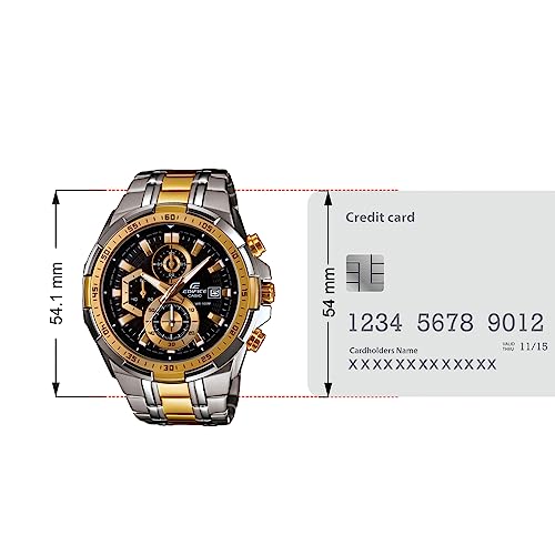 Casio EDifice EFR-539SG-1AVUDF Black Analog Dial Dual Tone Stainless Steel Band Men's Watch Chronograph 100M Water Resistant EX188 - Image 6