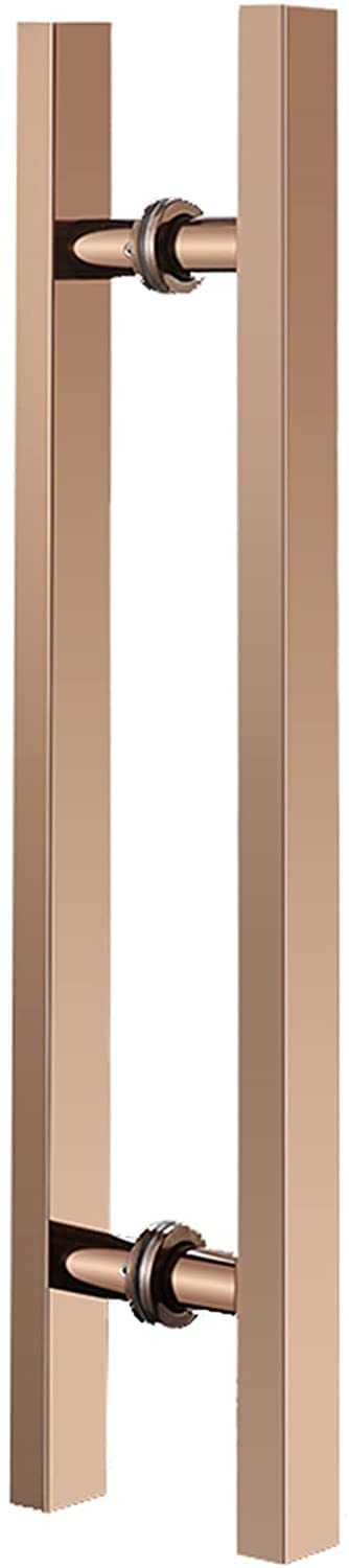GYRAZXS Stainless steel double sided sliding glass door handle Door handle with mounting accessories (Rose Gold Long 60Cm(23.6In))