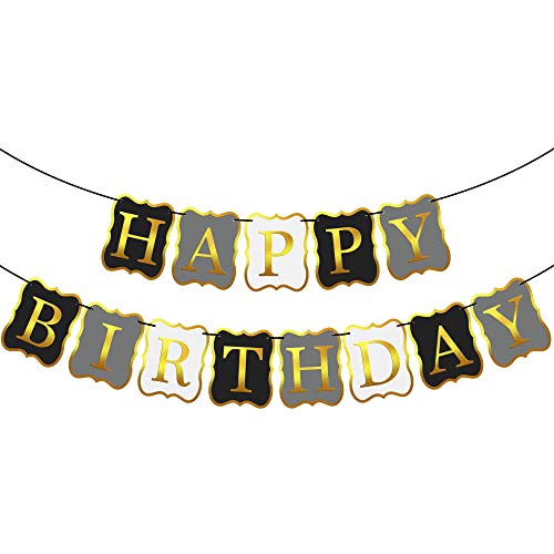 KatchOn Black and Gold Happy Birthday Banner 10 Feet