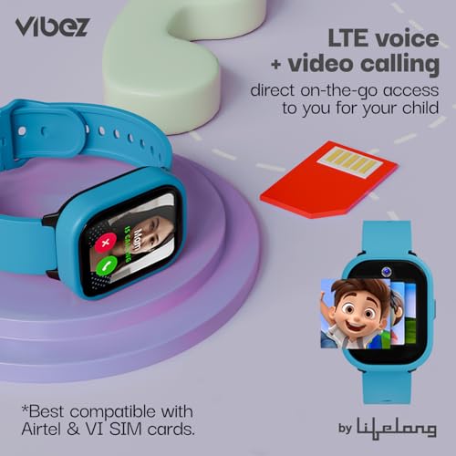 Vibez Smart Watch for Kids – SIM Card, 4G Voice Calling, GPS Location Tracker, Voice Chat, Video Call, Geo-Fencing, SOS Emergency, Health Monitoring Baby Smartwatch & Parental Control (Miracle, Blue) Vibez Smart Watch for Kids – SIM Card, 4G Voice Calling, GPS Location Tracker, Voice Chat, Video Call, Geo-Fencing, SOS Emergency, Health Monitoring Baby Smartwatch & Parental Control (Miracle, Blue)