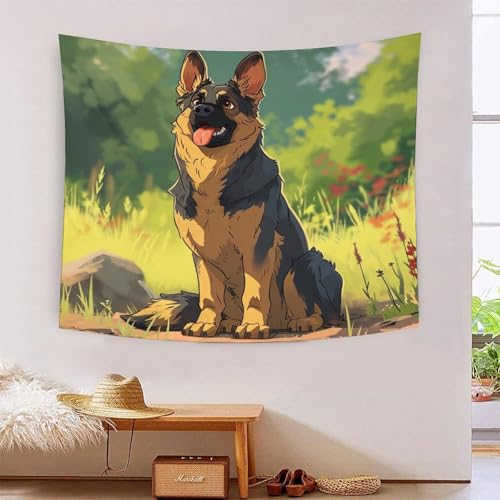 Tapisserie 3D chien de berger habillez un grand mur vide facilement et sans percer