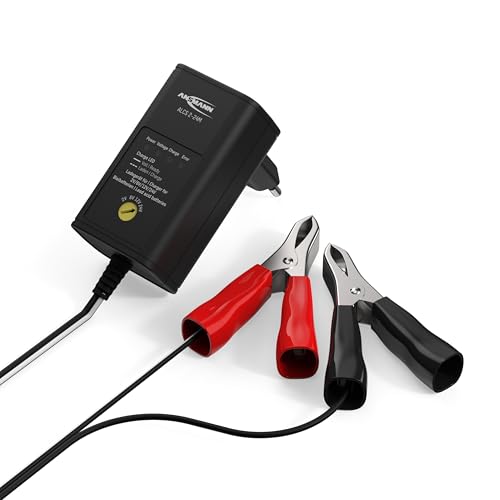ANSMANN ALCS 2 - 12A Chargeur pour batteries au plomb (1 pce) – Station de recharge pour batteries de voiture, moto, bateau, tondeuse de jardin, etc. – Chargeur 2V à 12V livré avec 2 pinces croco