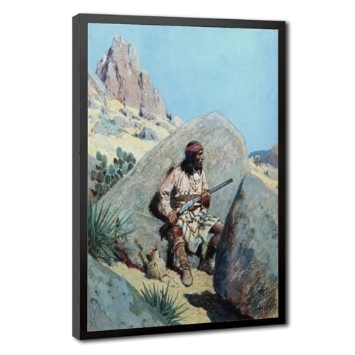 Toile Henry Farney Apache Ambush 1892 impression gouache haute définition avec cadre premium