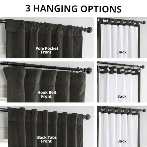 HPD Half Price Drapes Signature Blackout Velvet Curtains 96 Inch Long (1 Panel) 4-Pass Hotel Blackout Lined Window Curtains Thermal Blackout Curtains for Bedroom, Living Room, 50W x 96L, Gunmetal Grey