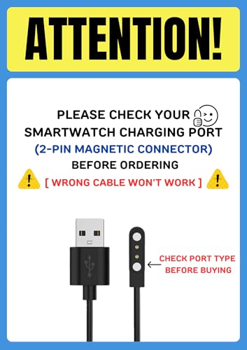 Image of Upix Smartwatch Charging Cable | Safe, Fast Charging for Fire-Boltt, Noise, Dizo, beatXP & 2 Pin Charger Watches (with 4mm Gap Between 2 Pins) | Verify Cable Port Before Ordering | 5V USB Compatible
