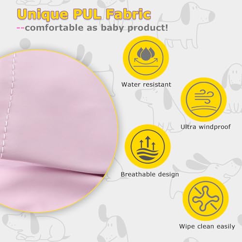 Hisprout Hund Regenmantel Atmungsaktive Leichte Haustier Regen Jacke wasserdichte Hundekleidung mit Sicherheits Reflektierende Streifen Kapuze Hund Regenmantel(Pink,M)