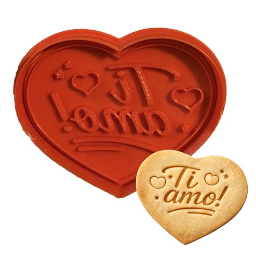 Tagliabiscotti.it - Tagliabiscotti cuore “Ti amo!” - San Valentino - Cookie cutter - Stampo per biscotti o decorazioni in pasta di zucchero. Dimensione tagliabiscotti : 8cm x 6,5cm x 1,2cm