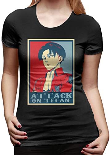 Touhou Anime Attack On Titan Levi Women's Short Sleeve T Shirt Top Black