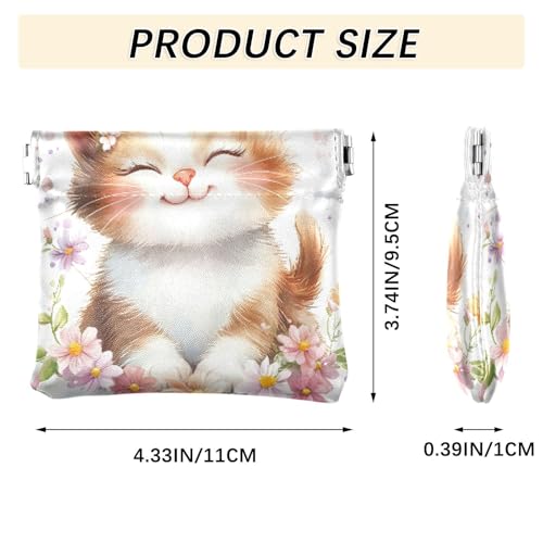 Cute Kawaii Cat Coin Purse Leather Pouch Change Purse, Squeeze Coin Pouch for Cards, Keys & Lipsticks, Unisex3