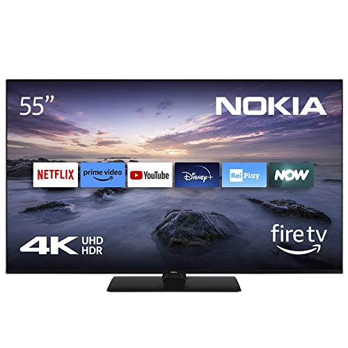 Nokia 55 Pollici (139cm) 4K UHD Televisori - Avec Smart Fire TV intégré (WLAN, HDR, Triple Tuner DVB-C/S2/T2, Netflix, Prime Video, Youtube, Disney+) - UN55AV310I