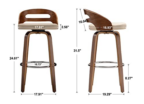 Bar-Stools-Set-of-2-Swivel-Bar-Height-Stools-with-Low-Back-Wood-Bar-Chairs-with-Soft-Cushion-Seat-246-Inch-Seat-Height-Beige-26-Counter-Height Bar Stools Set of 2 Swivel Bar Height Stools with Low Back Wood Bar Chairs with Soft Cushion Seat 246 Inch Seat Height Beige 26 Counter Height