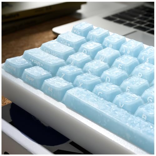 Image of GMKWTL XVX Frost Jelly Keycaps, Forged Carbon-Look Keyboard Keycaps, Cherry Profile 126 Keys Keycap Sets for Mechanical Keyboard with MX Switches(Blue)
