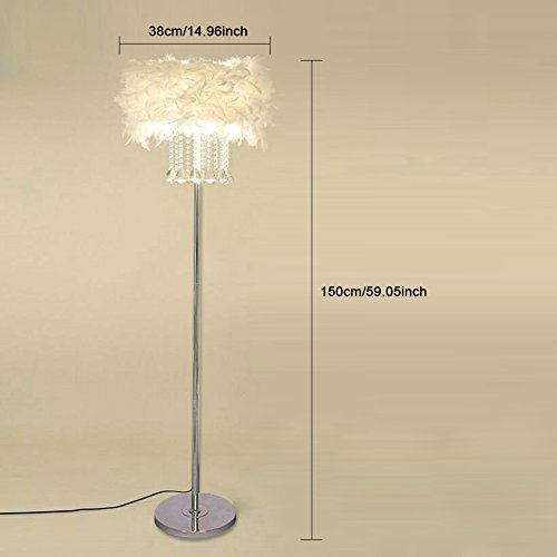Hsyile Lighting Ku300180 Modern And Simple Crystal Floor Lamp Home Lighting For Living Room Bedroom, Lampshade White,3 Lights #TOP4