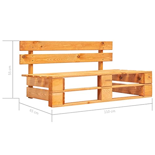Sofá de palés para balcón y terraza de madera resistente marrón miel 3