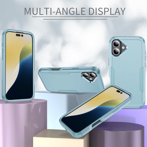 Image of Cubix Full Body Armor Cover for iPhone 16 Plus Pouch Hard PC + Soft TPU 3-Layer Military Grade Back Case (Aqua)