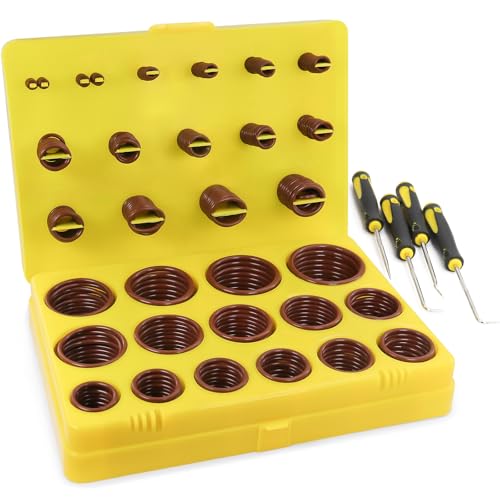 NBRINGO 386 PCS Viton O-Ring Kit (30 Sizes) - Metric Standard 75A Durometer FKM O Ring Assorted Kit with 4 Pick Tools for Automotive, Plumbing and Chemical - Durable High Temperature & High Pressure