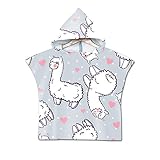 Treer Badeponcho Strandtuch mit Kapuze für Kinder, Einhorn Mikrofaser Bademantel Badetuch Schnelltrocknen Wechselkleider Poncho Handtuch Für Kinder Jungen Mädchen (60X60cm,Hellgraues Lamm)
