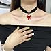 TKHLT Dropping Blood Heart Choker Necklace Y2k Black Velvet Red Heart Pendent Choker Vampire Jewelry Gift for Women