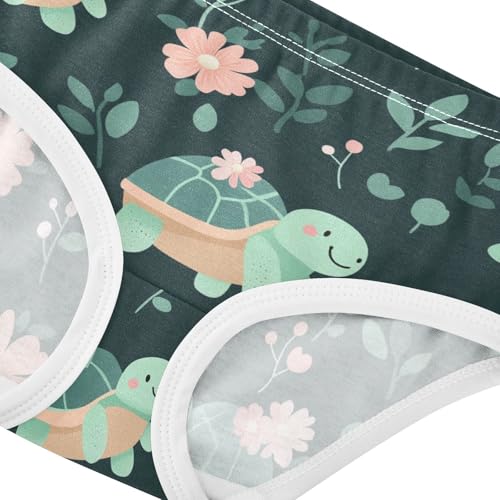 Wusikd Cute Turtles Girls' Underwear Cotton Flowers Girls Briefs Soft Toddler Underwear 2T4