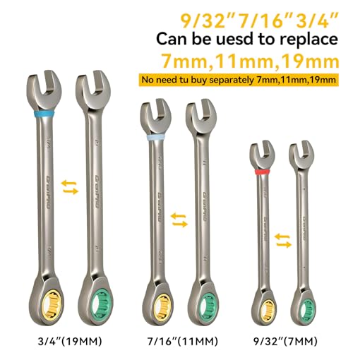 Image of GRENPRO 23PCS Ratcheting Wrench Set SAE Metric Combination Mechanic Tools