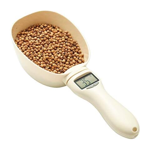 RoyalCare Pet Food Measuring Scoop Precise Dog Food Measuring Cup Detachable Cat Food Scooper Digital Scale Spoon with LCD Display for Measuring Pets Food, Five Measuring Units, Button Cell Powered ¡ Cover