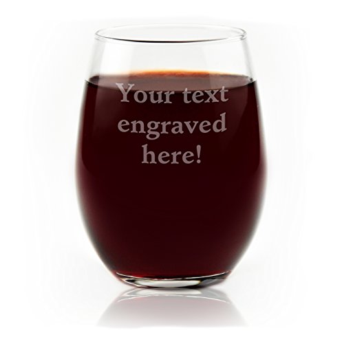 Personalized Stemless Wine Glass Engraved with Your Custom Text
