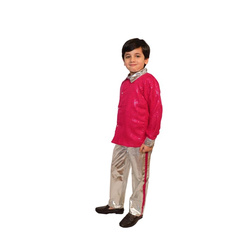 Image of Kaku Fancy Dresses Western Disco Outfit for Kids Sequin Shirt with Shining Pants for Annual Day Programme