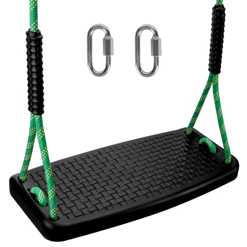 Plastic Swing Set Heavy Duty Replacement,with Adjustable Rope Non-Slip Hanging Tree,Children's Swing Seat Accessories Indoor Outdoor Backyard Playground,Black
