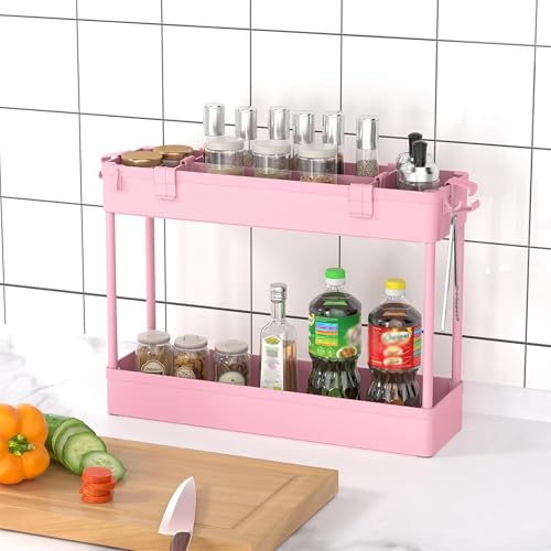 Image of SPACELEAD 2-piece Set Slim Storage Cart 3 Tier,Bathroom Organizer Rolling Utility,Mobile Shelving Unit Slide Out for Office, Kitchen, Laundry Room & Narrow Places