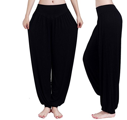 Pantalon sarouel Hippolo (style yoga) confortable - Pour femme noir noir xxl